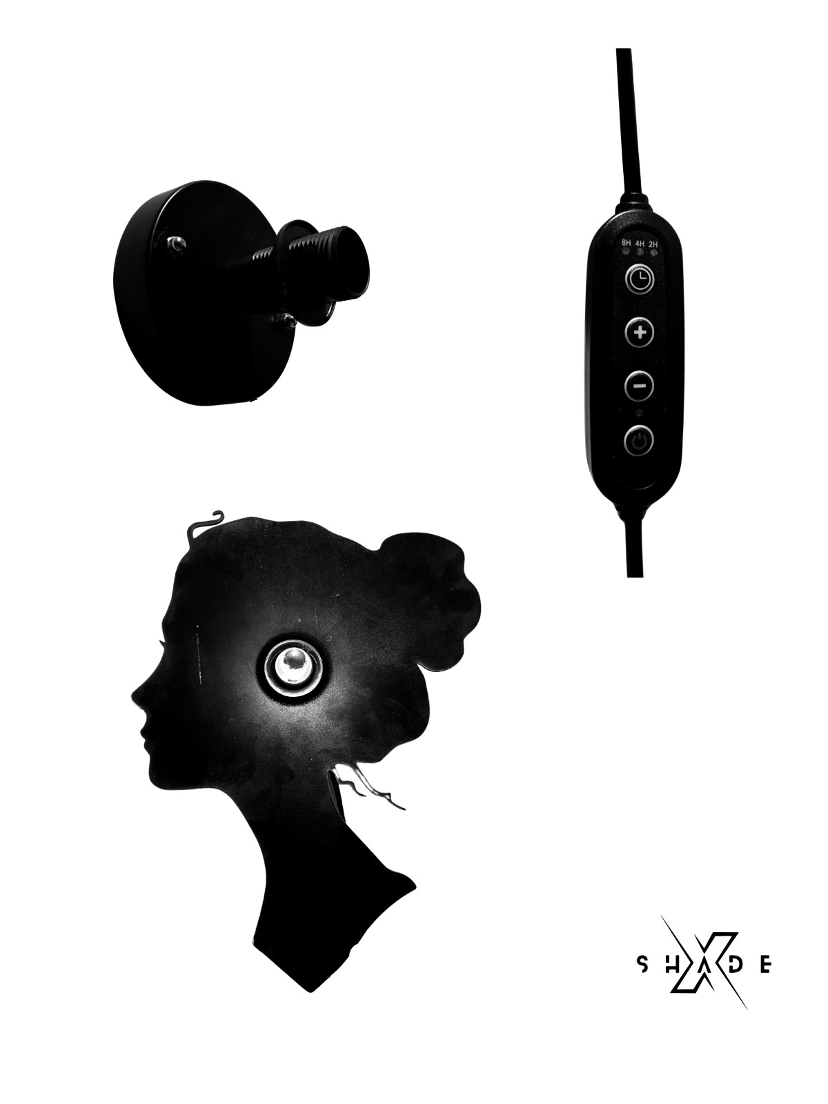 Girl Lamp - 3D wall shadow lamp view 3